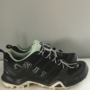 Adidas Terrex Swift R GTX Hiking Trail Runners Size 7.5 Black/Blue Lace Bungee